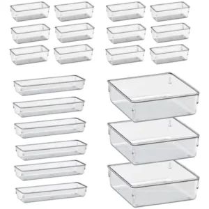 Kit 21 Organizador Multiuso Modular Gavetas Acrílico Cristal