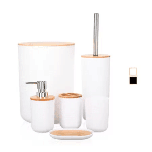 Kit Lavabo Bambu Conjunto 6 Peças Banheiro